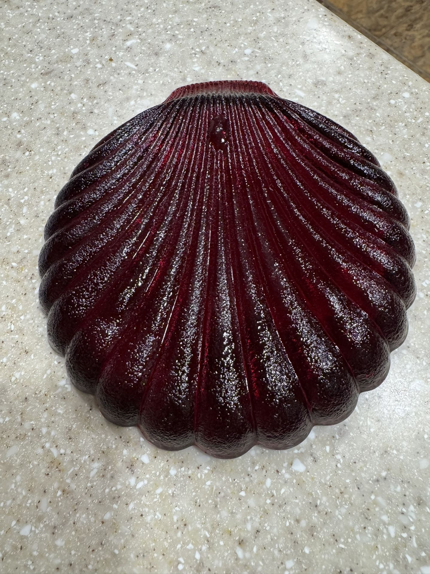 VINTAGE RUBY RED GLASS SHELL SNACK PLATES PLATE DESSERT TRAY (15 Available Nine Dollars Each