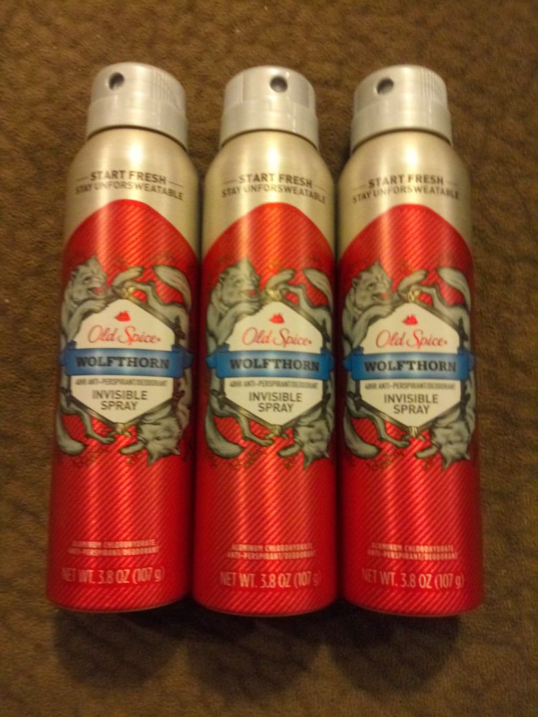 Set Of 3 Three Old Spice WOLFTHORN 48hr Anti-Perspirant & Deodorant Spray 3.8 Oz