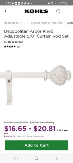 White 48-86 Curtain Rod Set