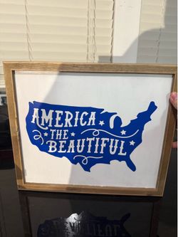 America the Beautiful Wooden Sign