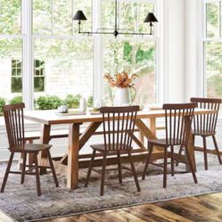 LUE BONA Set of 4 Coastal Contemporary/Modern Dining Side Chair (Wood Frame)