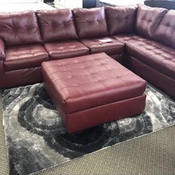 Heights Red Reversible Sectional& Couch & Sofa  