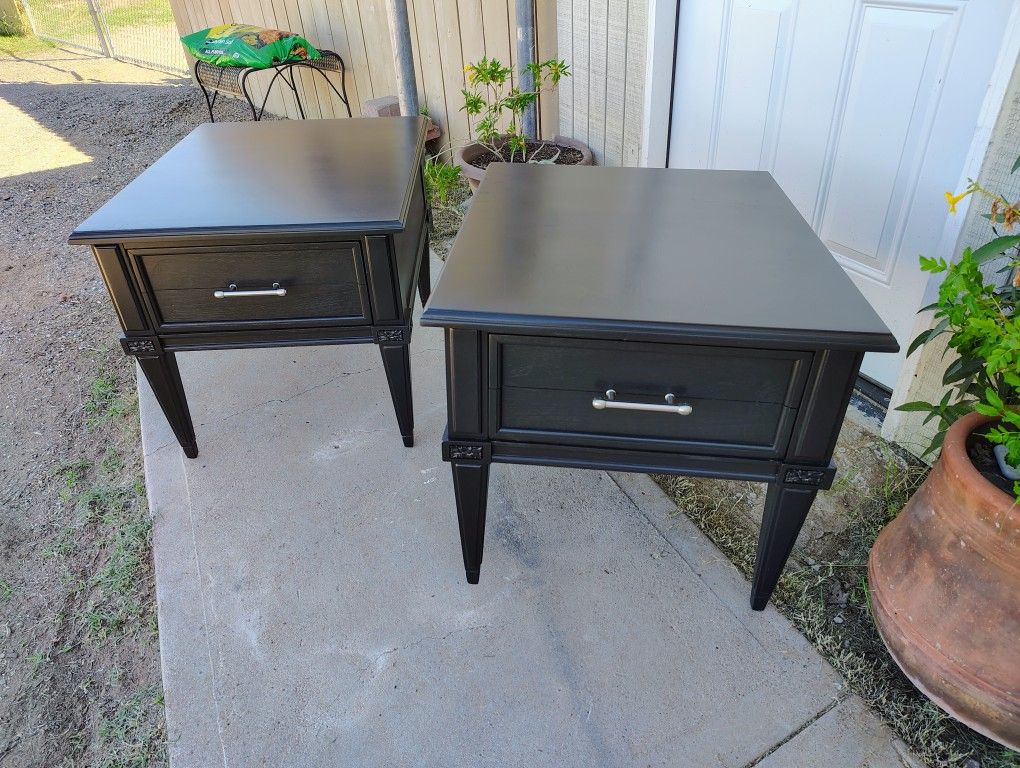 Set Of Black Nightstands 21"H 22"W 27"D