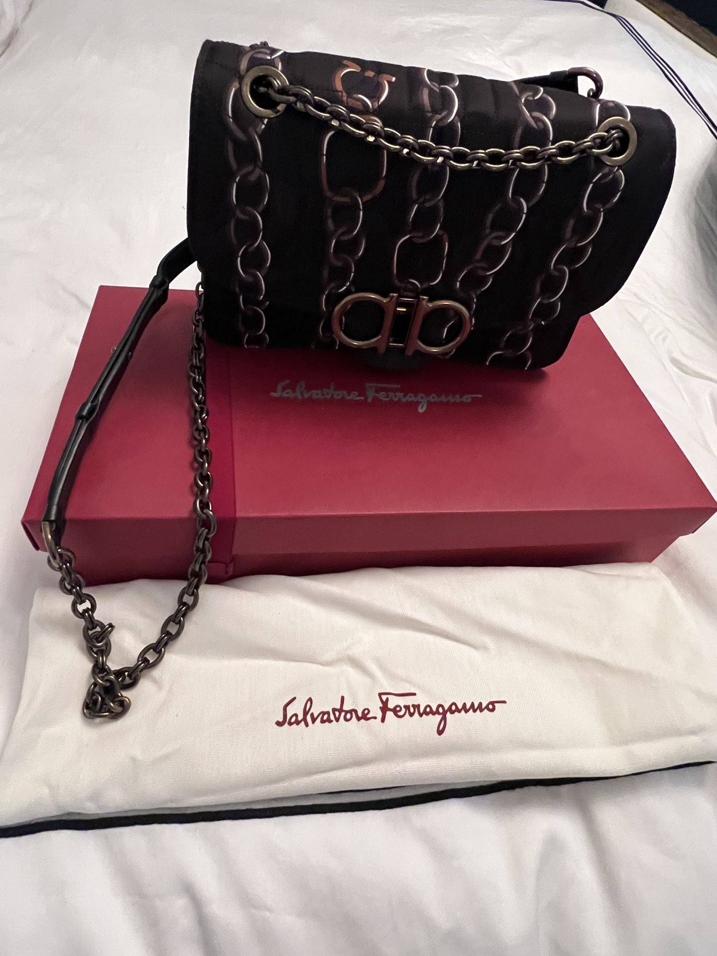 Salvatore Ferragamo - Gancini Turnlock Flap Bag Quilted Printed Silk