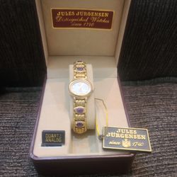 Jules Jurgensen 4 Amethyst Gold Ladies Vintage Watch