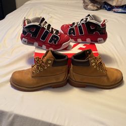 Nike Air More Uptempo And Timberland Boots