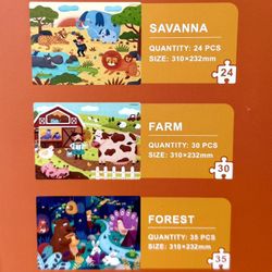 3 Puzzles Set,24, 30, 35 Pcs