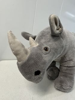  Melissa & Doug Grey Preowned Plush Stuffed Rhinoceros Animal
