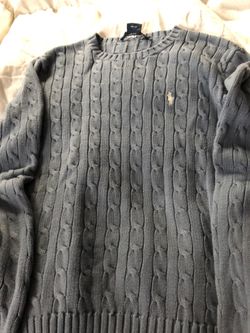 Lauren sweater size L. Worn once. Blue- looks gray in picture.