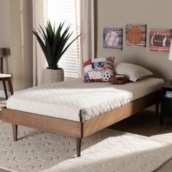 Wood Platform Bed, Twin, Ash Walnut, New in Box