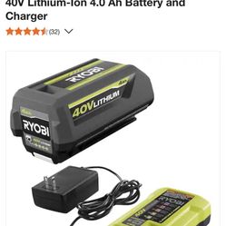 New Ryobi 40v 4Ah With Charger 