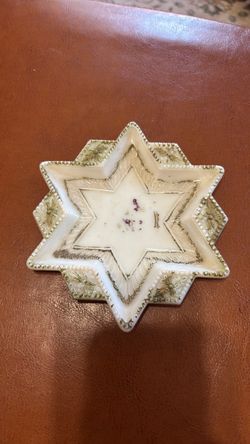 Milk glass Star of David trinket dish