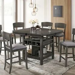 7 PCS Stacie Collection Counter Ht. Table set with wine rack and drop leaves-available in 2 colors Now 1129.00 Free Delivery 🚚 