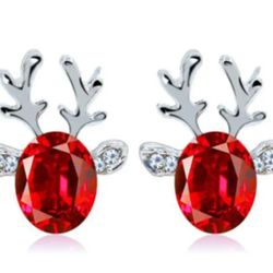 Silver Plated Reindeer Earrings 