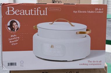 IT'S BRAZILIAN Beautiful 10 in 1, 6 Qt Electric Multi-Cooker, White Icing by Drew Barrymore