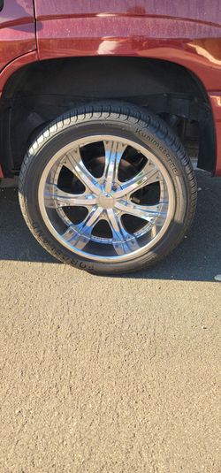 22 inch Velocity Chrome Wheels with 5000 miles on tires.