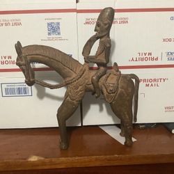 Vintage African MALI DOGON BRONZE STATUE.  10” Tall