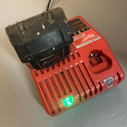 Milwaukee battery charger, and battery
