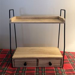 Two tier shelve wood/metal