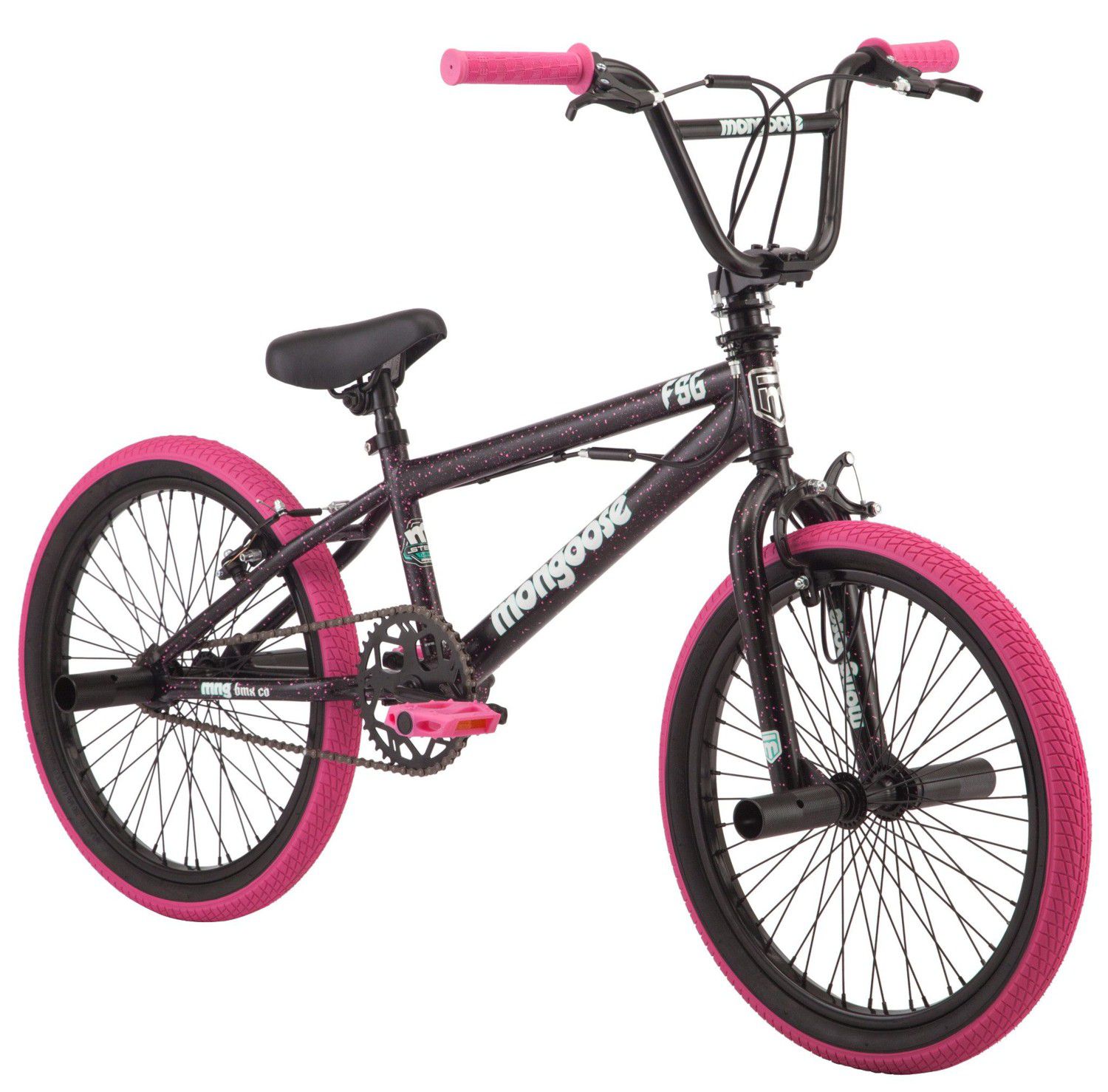 Mongoose FSG BMX Bike, 20-inch wheels, single speed, black /pink