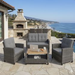 4-Piece All-Weather Wicker Patio Conversation Set