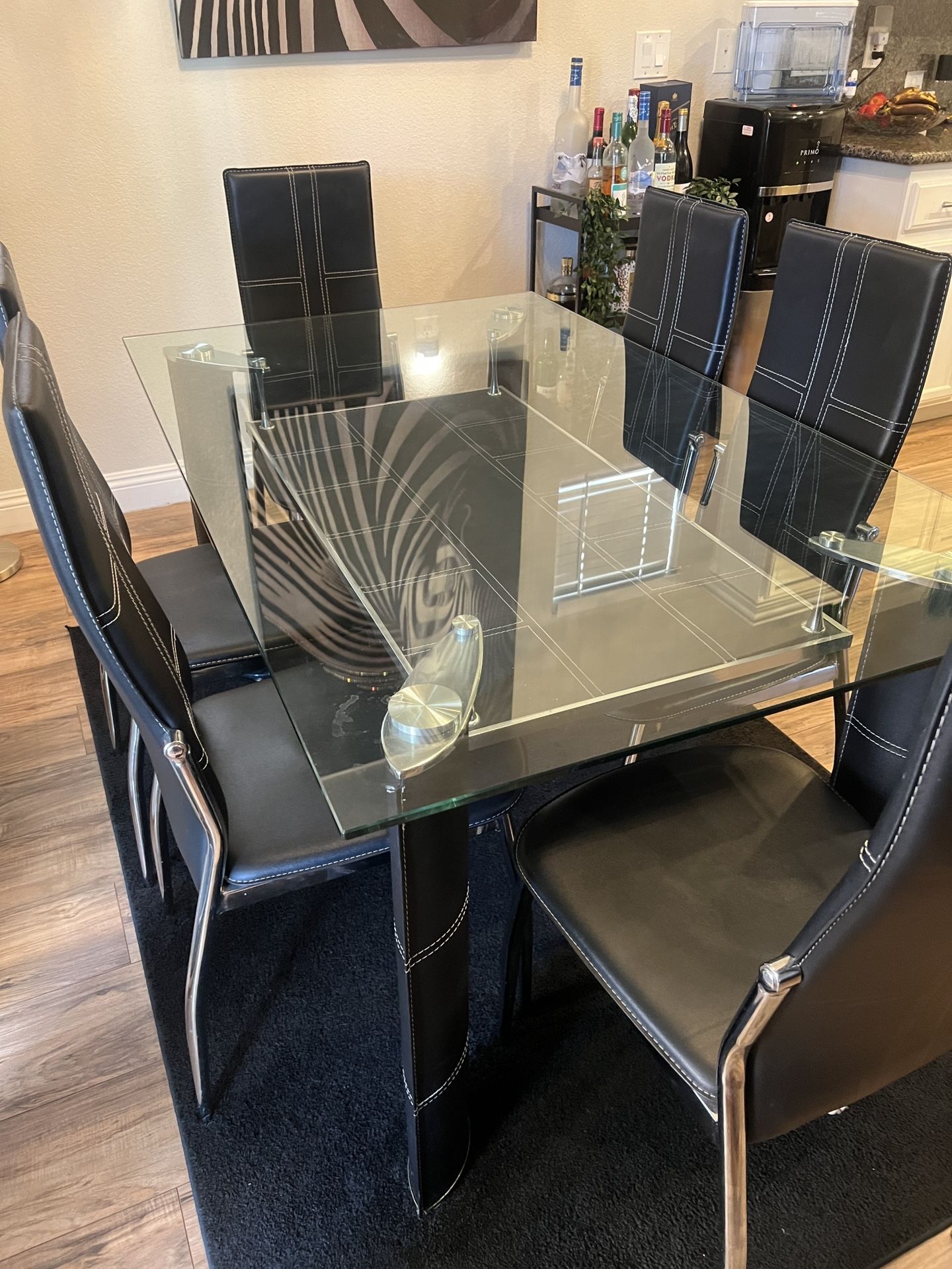 Black Leather Dining Set Modern  
