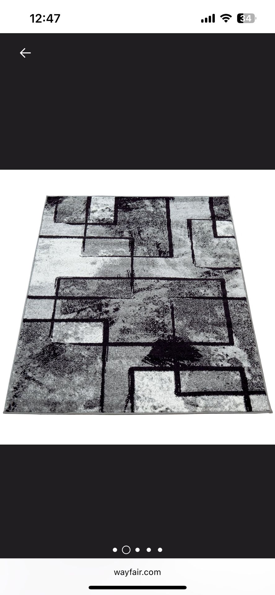 Gray/Black Area Rug 4’7” X 6’7”