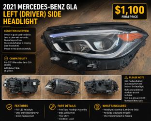 2021 Mercedes Benz GLA left Headlight