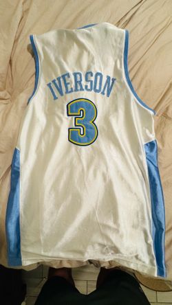 Allen Iverson Adidas White Denver Nuggets Jersey- Stitched/Embroidered