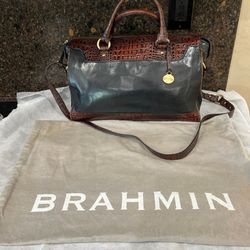 Brahmin Tuscan Black & Brown Satchel Purse
