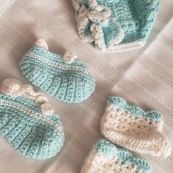 Crochet Baby Bonnet, Booties