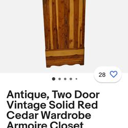 Antique Cedar Armoire Closet