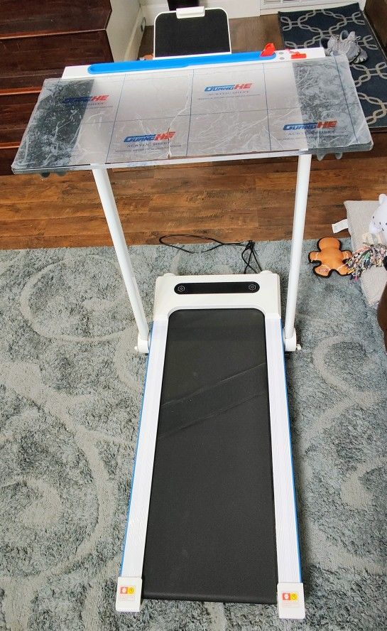 Treadmill with Large Desk, 2.25HP Electric Treadmills, LED Display, Walking Jogging Machine for Home/Office Use
