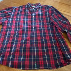 Izod Long Sleeve Plaid Shirt-men’s Large 