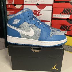 AIR JORDAN 1 MID (GS Washed Denim) [5.5Y / 7 Women’s]