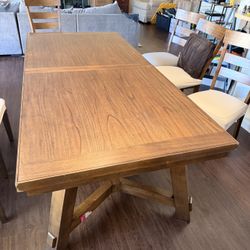 9-Piece Wooden Dining Table Set - $200 OBO (Leaf + 8 Chairs Included)