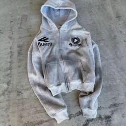Grey Worn Zip Up