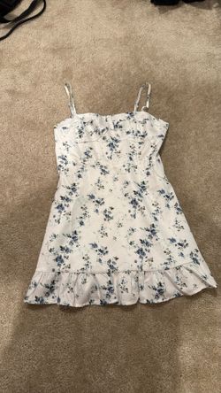 White Dress With Blue Florals Size Small