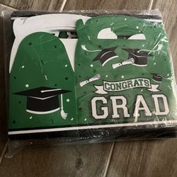 Green Graduation Gift Box Cupcake Wraps And Plates All For $10