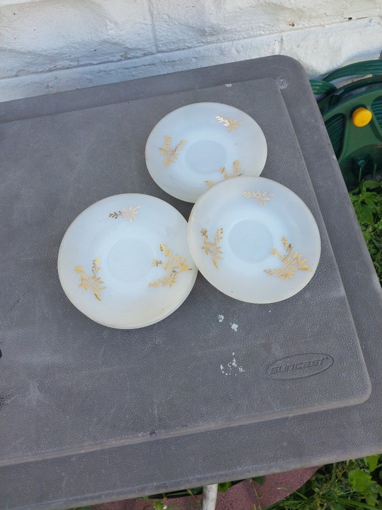 5 Small FireKing Saucers