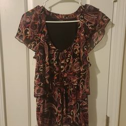 Apartment 9 Women Purple Paisley Ruffle Butterfly Sleeve Blouse Sz M (Ts-E2)