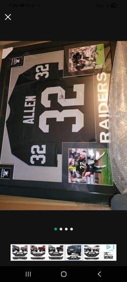 Framed Autographed Marcus Allen Jersey