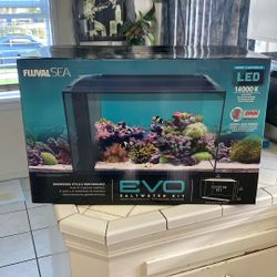 Fish Tank Saltwater and  Freshwater Fluval Sea EVO 13.5 Gallons Reef Capable Led 14,000 K 3 stage filtration system1st $140 Takes It