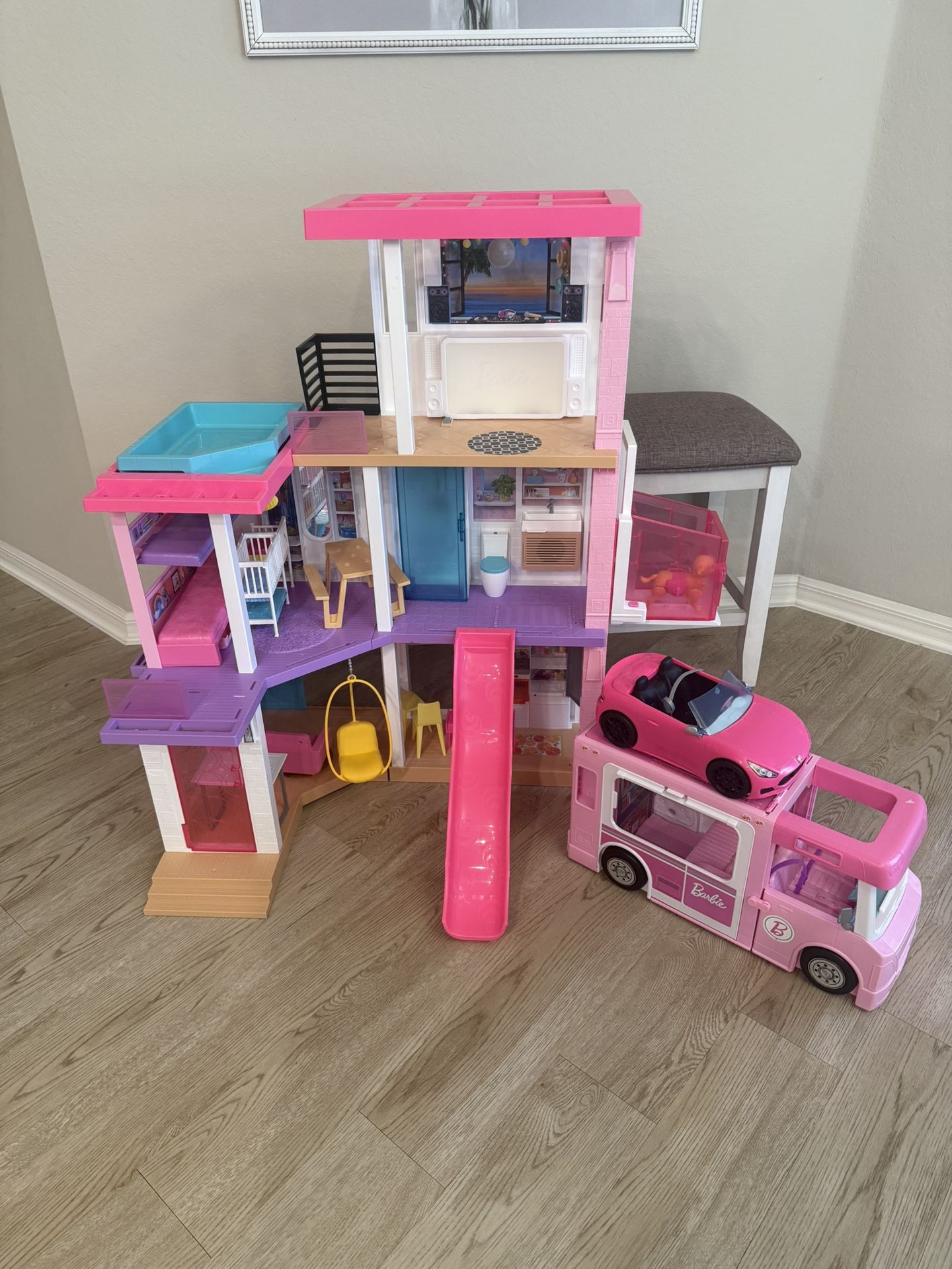 Barbie, Dreamhouse, And Bus