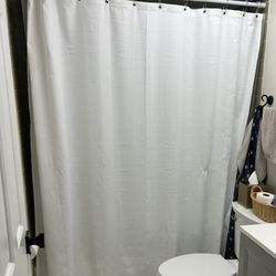 White Shower curtain & Soap dispenser Set