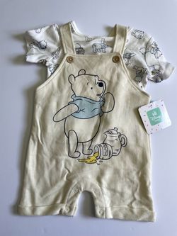 3-6 Months Disney Baby Winnie the Pooh Shortall Romper & Shirt Outfit