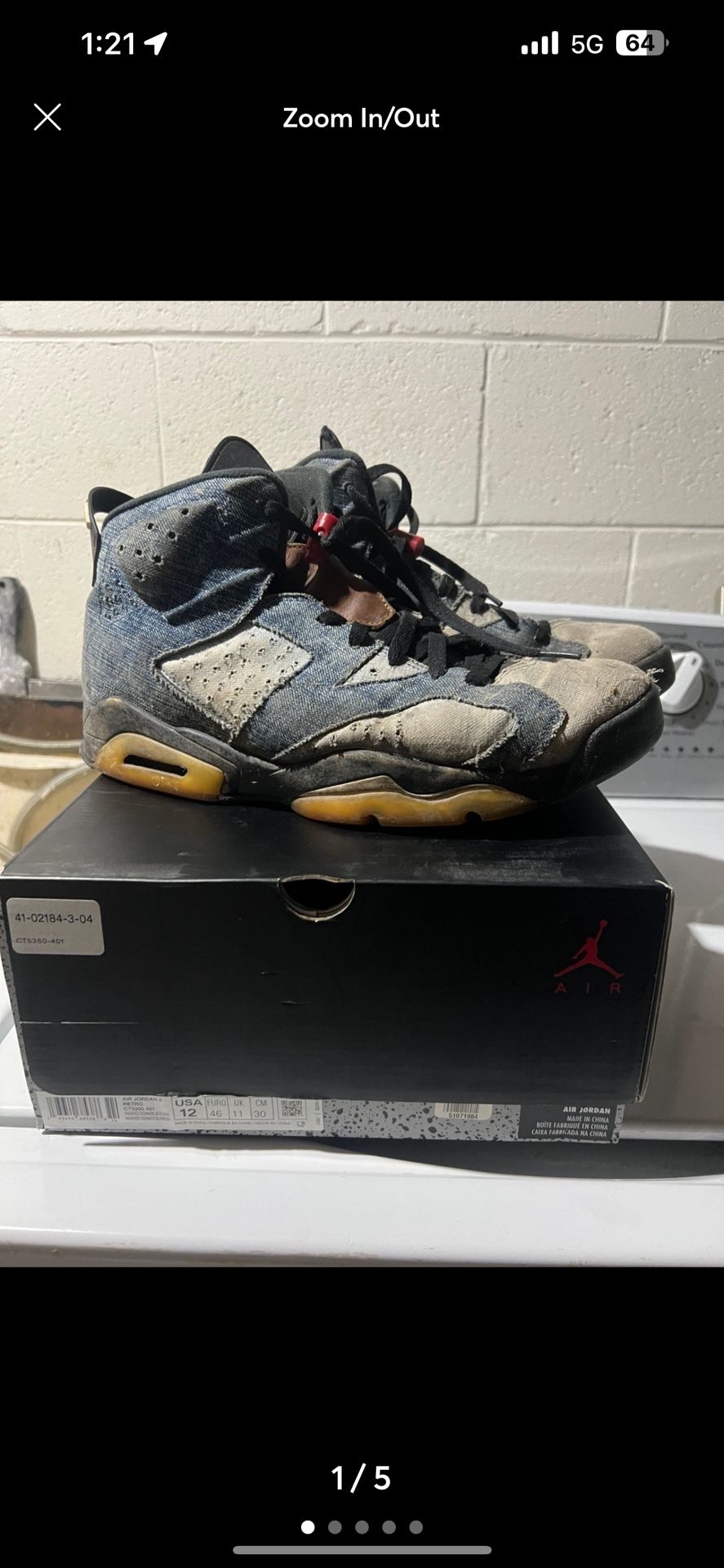 Air Jordan retro washed denim size 12