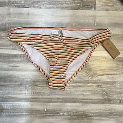 NWT CREMIEUX Orange Stripped Bikini Bottom Size Large Polyester Swim 