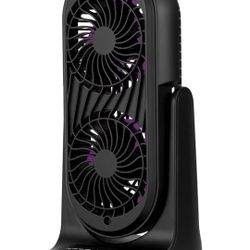 Holmes DuoBreeze Dual Purple Blade 13” Desk Fan – Clean Breeze Technology, Adjustable Tilt Head, 3 Speeds, Space-Saving Design, Easy to Clean, 8-Hour 
