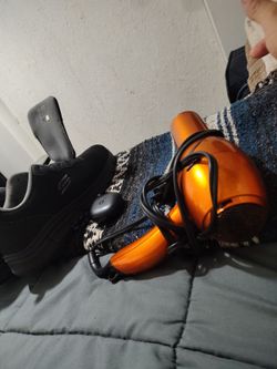 Selling new pair of men's size 12 Skechers pair of earbuds soundcore q1 Base air buds and the hair dryer